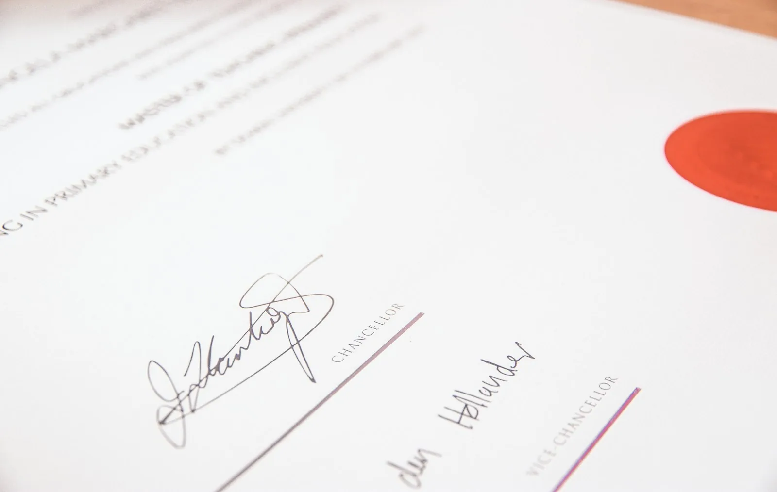 An official certificate with signatures and a seal