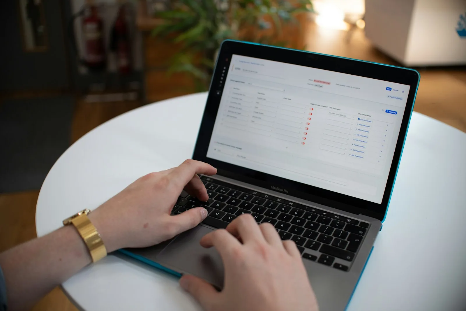 Filing an application online on a laptop